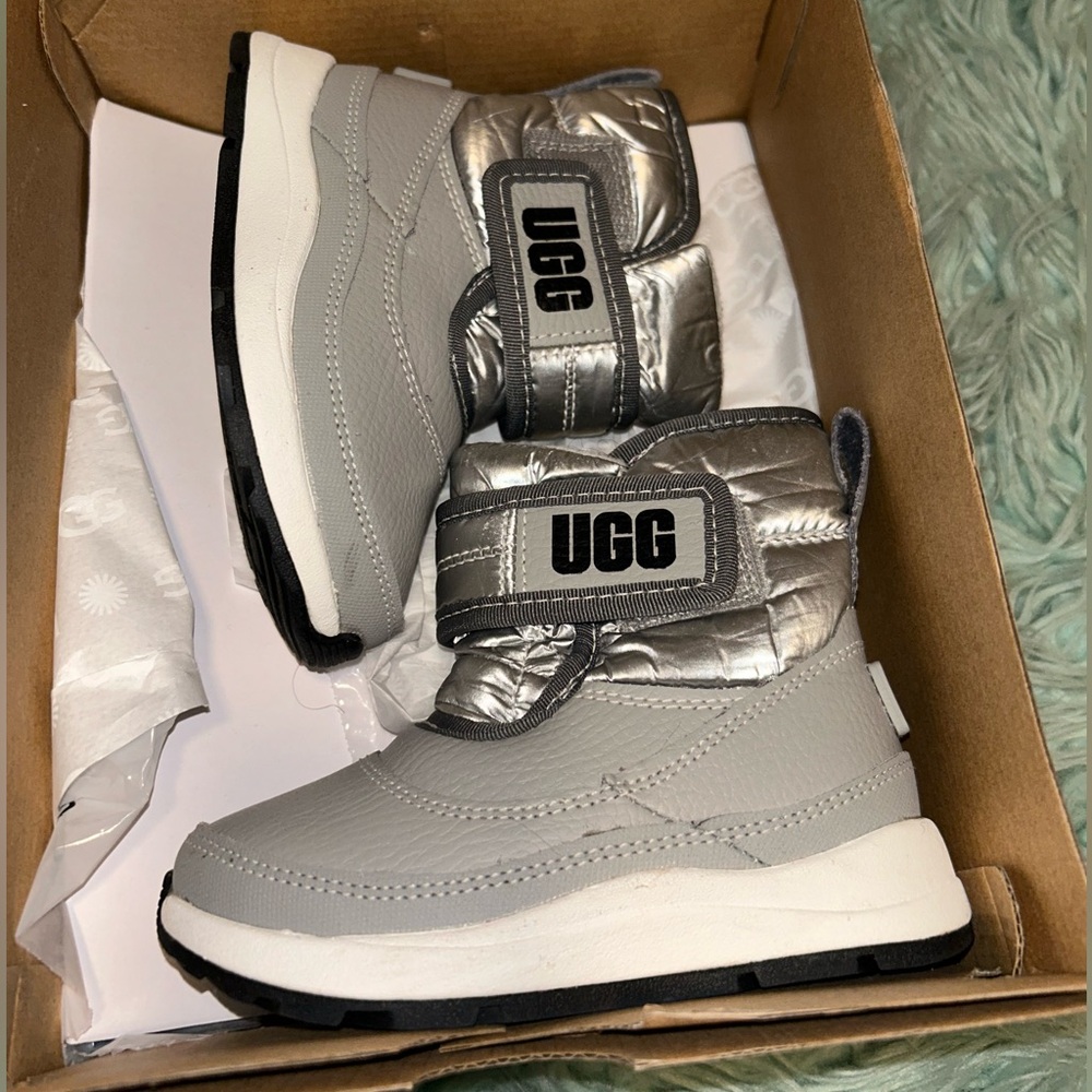 UGG Kids Metallic Silver and Gray Boots
